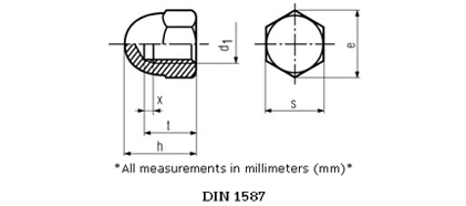 Brass Dome Nuts Cap Nuts Acorn Nuts DIN 1587