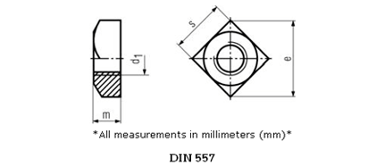 Brass Square Nuts DIN 557